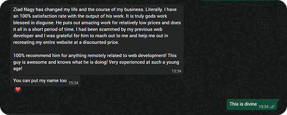 Client testimonial screenshot